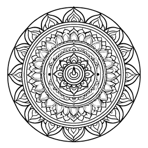 Fesselndes Mandala Mix mit geheimnisvollen geometrischen Formen Ausmalmotiv für neugierige Träumer auf kreativen Farbexpeditionen