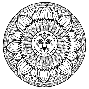 Majestätisches Mandala Mix mit faszinierenden Löwenmotiven Ausmalbild für abenteuerlustige Künstler auf bunten Entdeckungsreisen
