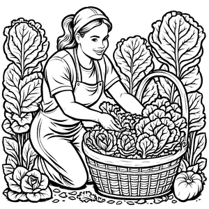 Lebendiger Gemüsegarten mit frischem Kopfsalat Bastelmotiv für kleine Naturentdecker