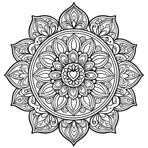 Faszinierendes Mandala Mix mit komplexen geometrischen Formen Ausmalmotiv für neugierige Farbenexperten auf spannenden Entdeckungsreisen