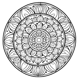 Faszinierendes Mandala Mix mit kunstvollen geometrischen Formen Ausmalvorlage für mutige Farbastronauten auf intergalaktischen Farbmissionen