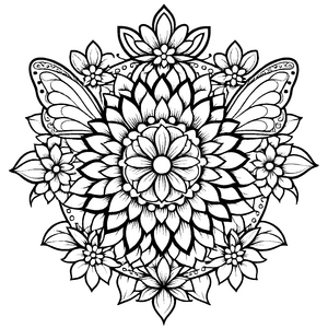 Fascettiertes Mandala Mix mit harmonischen Formen Ausmalvorlage für kleine Kunstzauberer auf fantasievollen Entdeckungsreisen