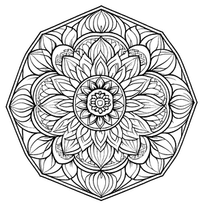 Zauberhaftes Mandala Mix mit floralen Details Ausmalvorlage für kleine Farbkünstler auf fantasievollen Entdeckungsreisen