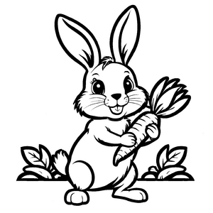 Süßer Hase mit knackigen Karotten Ausmalbild für fantasievolle Entdecker