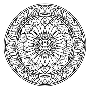 Einzigartiges Mandala Mix mit hypnotisierenden Mustern Ausmalvorlage für neugierige kreative Entdecker auf bunten Farbreisen