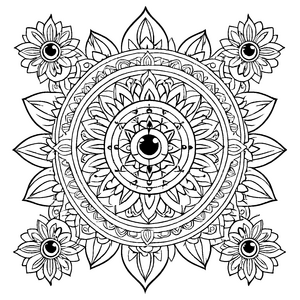 Faszinierendes Mandala Mix mit detailreichen Mustern Ausmalbild für fantasievolle Farbzauberer auf kreativen Expeditionen