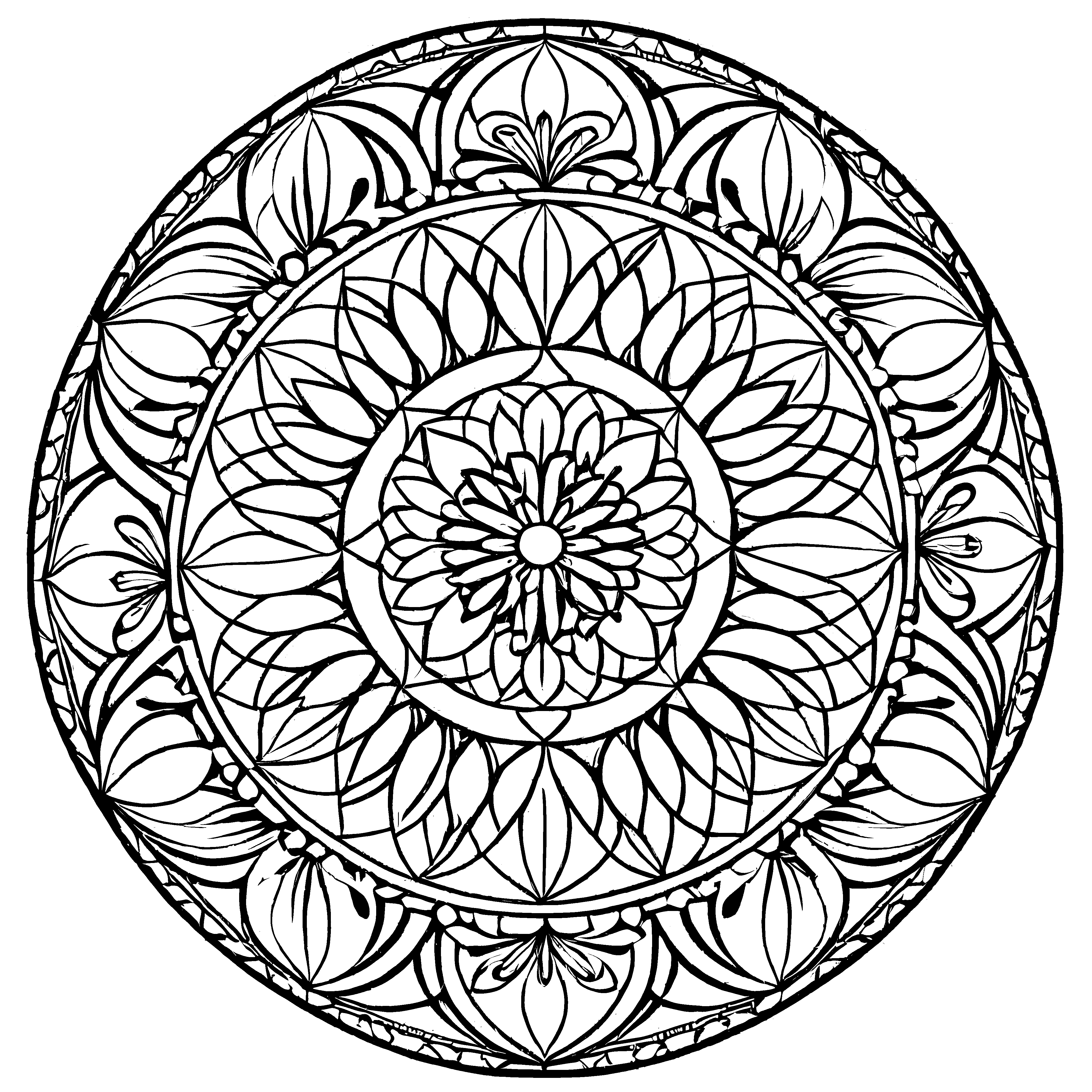 Faszinierendes Mandala Mix mit mystischen Formen Ausmalvorlage für lebhafte Träumer auf farbenfrohen Entdeckungsreisen