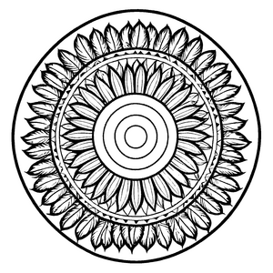 Faszinierendes Mandala Mix mit blühenden Blumen und Formen Ausmalvorlage für künstlerische Entdecker auf traumhaften Farbexpeditionen