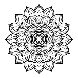 Kunstvolles Mandala Mix mit geometrischem Muster Ausmalbild für kreative Farbvirtuosen auf einzigartigen Entdeckungsreisen