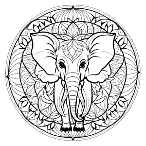 Majestätisches Mandala Mix mit beeindruckendem Elefanten Ausmalbild für fantasievolle Entdecker auf künstlerischen Abenteuern