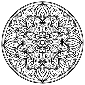 Bezauberndes Mandala Mix mit traumhaften geometrischen Mustern Ausmalvorlage für kreative Farbzauberer auf fantastischen Entdeckungstouren