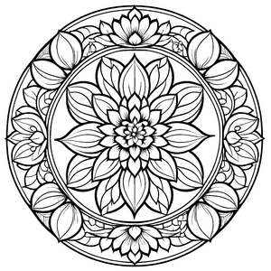 Faszinierendes Mandala Mix mit abstrakten Blüten Ausmalbild für kreative Entdecker auf farbenfrohen Abenteuerreisen