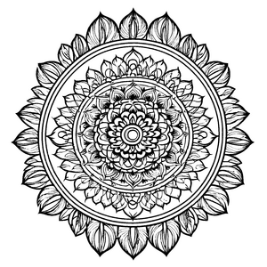 Erhabenes Mandala Mix mit floralen Motiven Ausmalvorlage für neugierige Gestaltungskünstler auf harmonischen Entdeckungsreisen