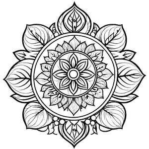 Zauberhaftes Mandala Mix mit faszinierendem Blumenmotiv Ausmalvorlage für kleine Farbentdecker auf magischen Entdeckungsreisen