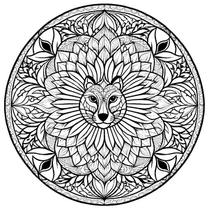 Löwen-Mandala mit strahlenden Sternen Malmotiv für kleine Farbzauberer auf inspirierenden Entdeckungstouren