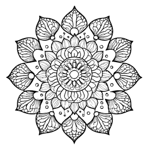 Faszinierendes Mandala Mix mit hypnotisierenden Rundungen Ausmalvorlage für fantasievolle Farbzauberer auf bunten Entdeckungsreisen