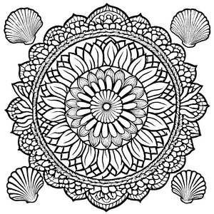 Beeindruckendes Mandala Mix mit blühenden Elementen Malvorlage für kleine Künstler auf magischen Farbabenteuern