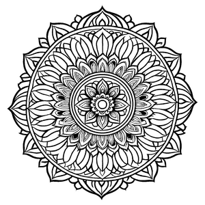 Fesselndes Mandala Mix mit lebhaften Detailmustern Ausmalbild für neugierige Farbzauberer auf fantasievollen Entdeckungsreisen