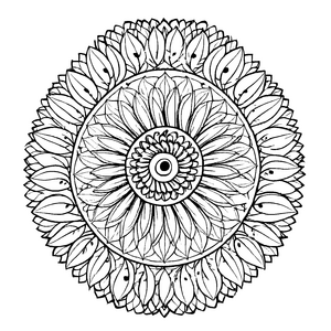 Mystisches Mandala Mix mit geheimnisvollen Linien Ausmalvorlage für abenteuerlustige Farbgestalter auf fantastischen Entdeckungsreisen