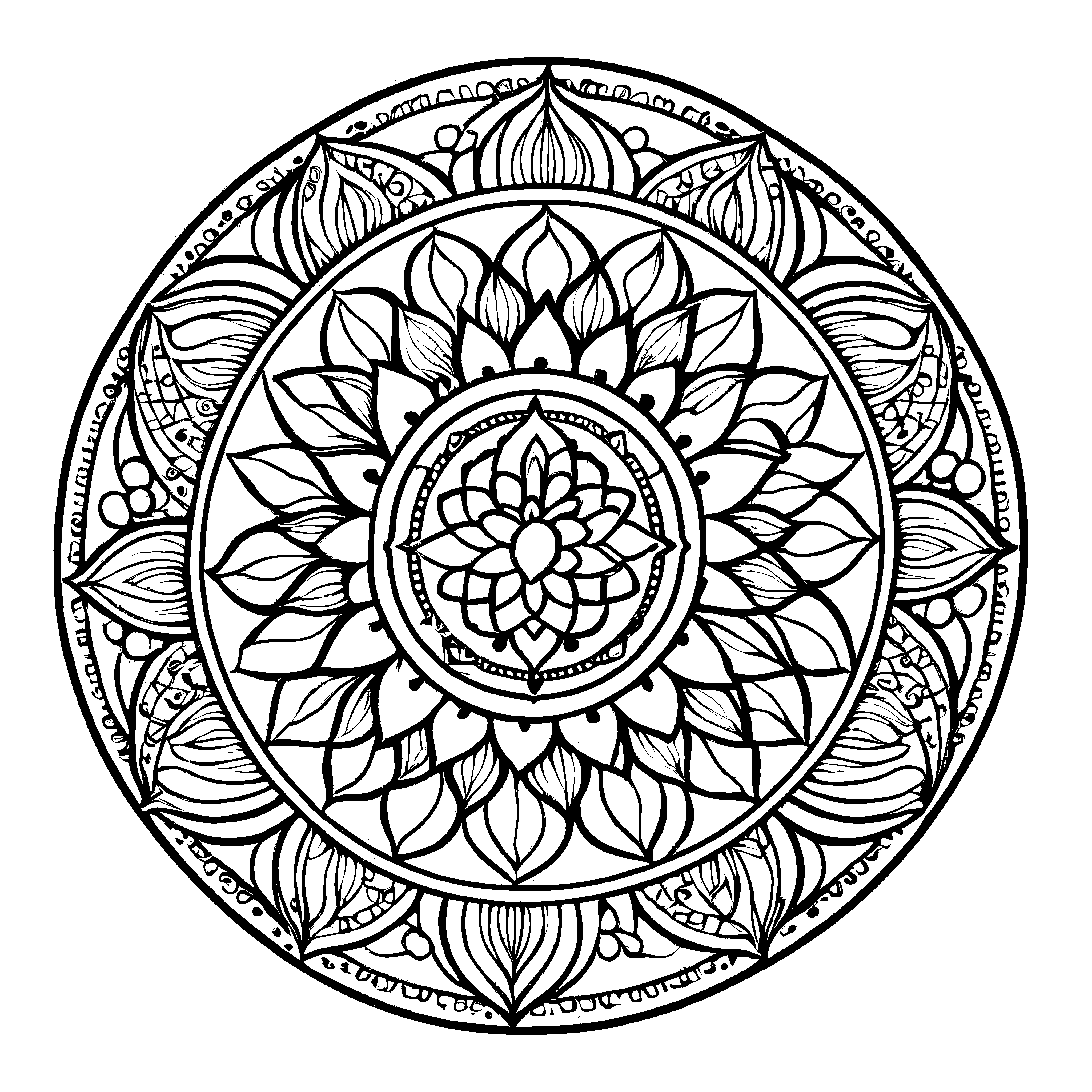 Faszinierendes Mandala Mix mit floralen Mustern Ausmalbild für kreative Farbentdecker auf farbenfrohen Abenteuern