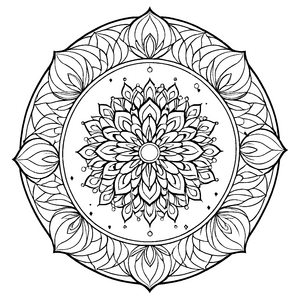 Vielschichtiges Mandala Mix mit geometrischen Formen Malvorlage für neugierige Farbentdecker auf erstaunlichen Entdeckungsreisen