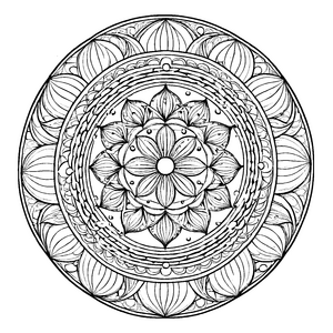 Kunterbuntes Mandala Mix mit mystischen Ornamenten Malvorlage für abenteuerlustige Kreativlinge auf spannenden Farbexpeditionen