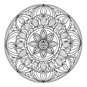 Zauberhaftes Mandala Mix mit zentraler Blumenmotivik Malvorlage für junge Fantasiekünstler auf spannenden Farbabenteuern