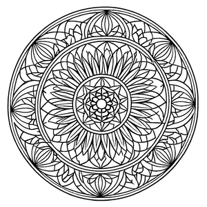 Faszinierendes Mandala Mix mit komplexen geometrischen Formen Ausmalbild für neugierige Träumer auf fesselnden Farbexpeditionen