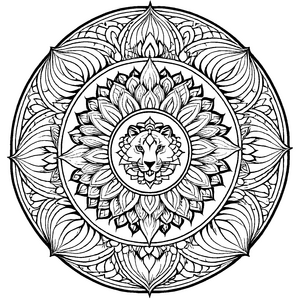 Fantasievolles Mandala Mix mit strahlendem Tiermotiv Malbild für neugierige Farbzauberer auf kreativen Entdeckungsreisen