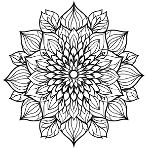 Faszinierendes Mandala Mix mit dynamischen geometrischen Formen Ausmalvorlage für neugierige Farbzauberer auf fantasievollen Erkundungsreisen