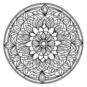 Bezauberndes Mandala Mix mit floralen und geometrischen Elementen Ausmalbild für kleine Künstler auf bunten Entdeckungsreisen