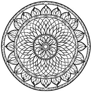 Bezauberndes Mandala Mix mit filigranen geometrischen Mustern Ausmalmotiv für flinke Farbakrobaten auf fantastischen Kreativreisen