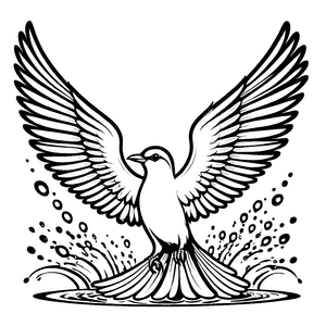 Majestätischer Vogel in eleganter Flugpose Ausmalmotiv für flinke Künstlerherzen
