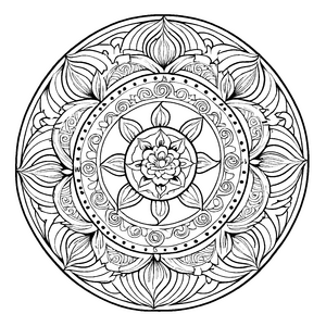 Bezauberndes Mandala Mix mit floralen Details Ausmalbild für neugierige Kunstentdecker auf fantastischen Farbexpeditionen