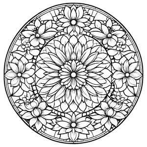 Faszinierendes Mandala Mix mit blütenförmigem Muster Ausmalbild für kreative Farbzauberer auf inspirierenden Entdeckungsreisen