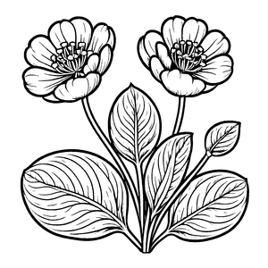 Drei elegante Portulak-Blüten mit einer Biene Malvorlage für fantasievolle Naturentdecker