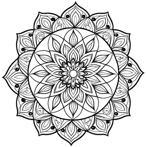 Verzaubertes Mandala Mix mit hypnotisierenden Mustern Ausmalmotiv für kühne Farbvirtuosen auf magischen Entdeckungsreisen