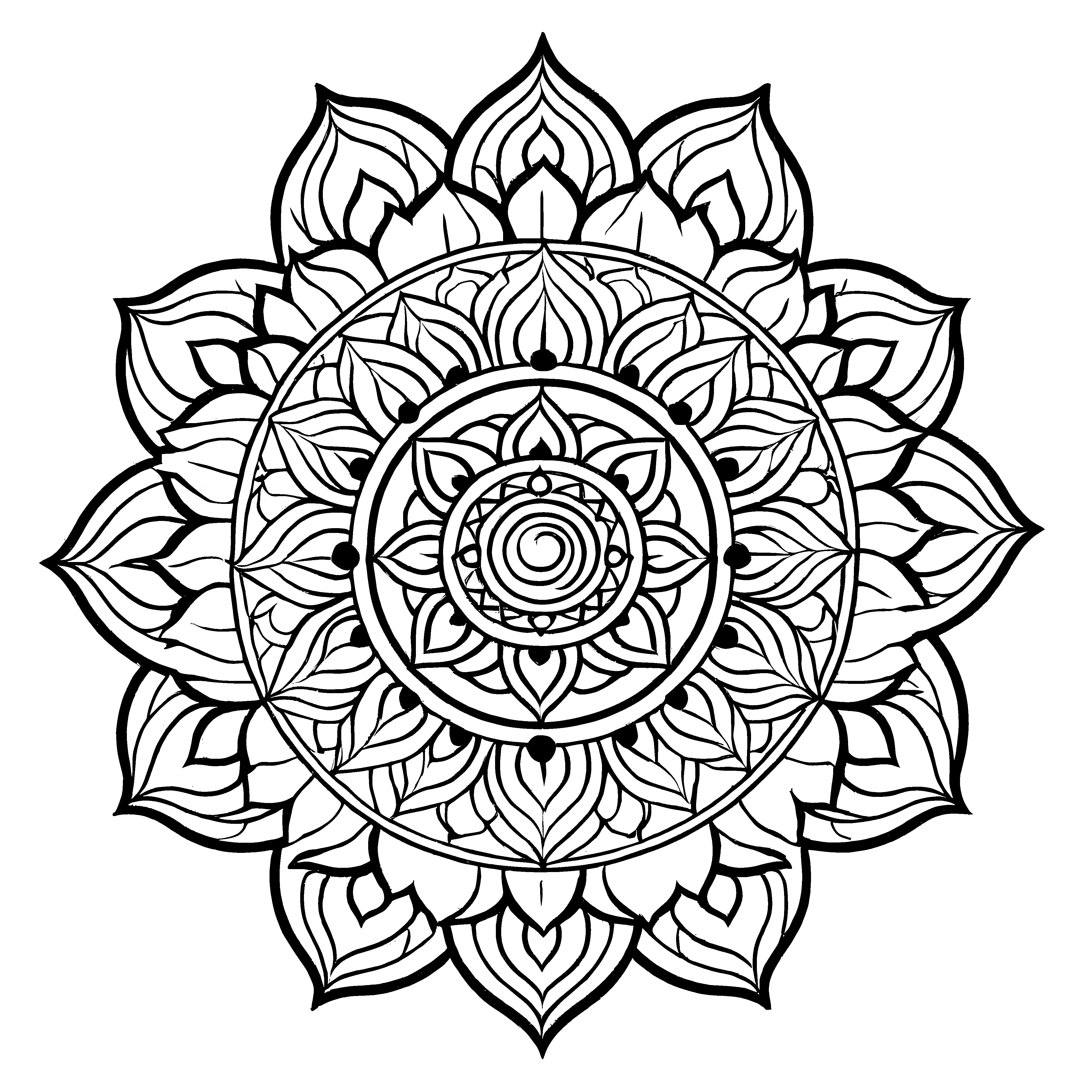 Faszinierendes Mandala Mix mit zauberhaften geometrischen Formen Ausmalbild für neugierige Entdecker auf leuchtenden Traumreisen