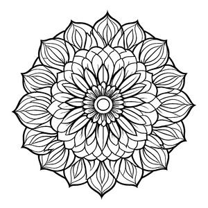 Fantasievolles Mandala Mix mit verspielten Blattformen Ausmalbild für kreative Farbträumer auf bunten Entdeckungsreisen