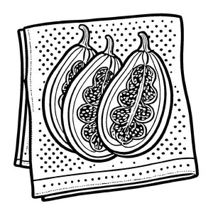 Zwei zauberhafte Auberginen auf schickem Tischtuch Ausmalvorlage für kleine Gourmet-Abenteurer und kreative Gemüse-Fans