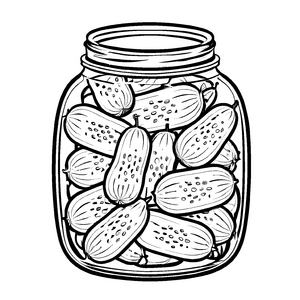 Lustige Gurke mit witzigem Gesicht und Pickles Ausmalvorlage für kleine Entdecker im Gemüseparadies