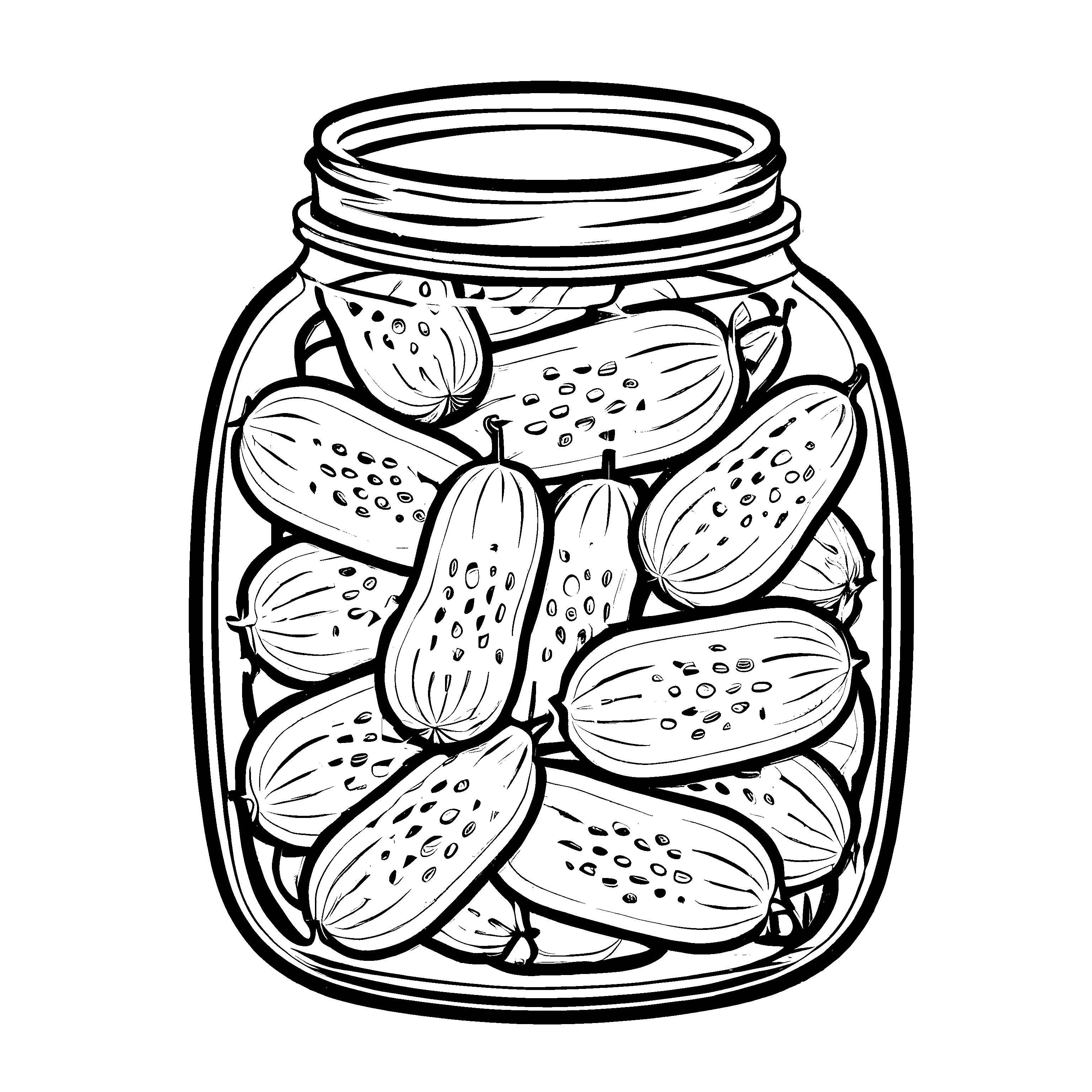 Lustige Gurke mit witzigem Gesicht und Pickles Ausmalvorlage für kleine Entdecker im Gemüseparadies