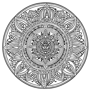 Kunstvolles Mandala Mix mit schwungvollen Spiralen Malvorlage für neugierige kleine Künstler auf fantasievollen Entdeckungstouren