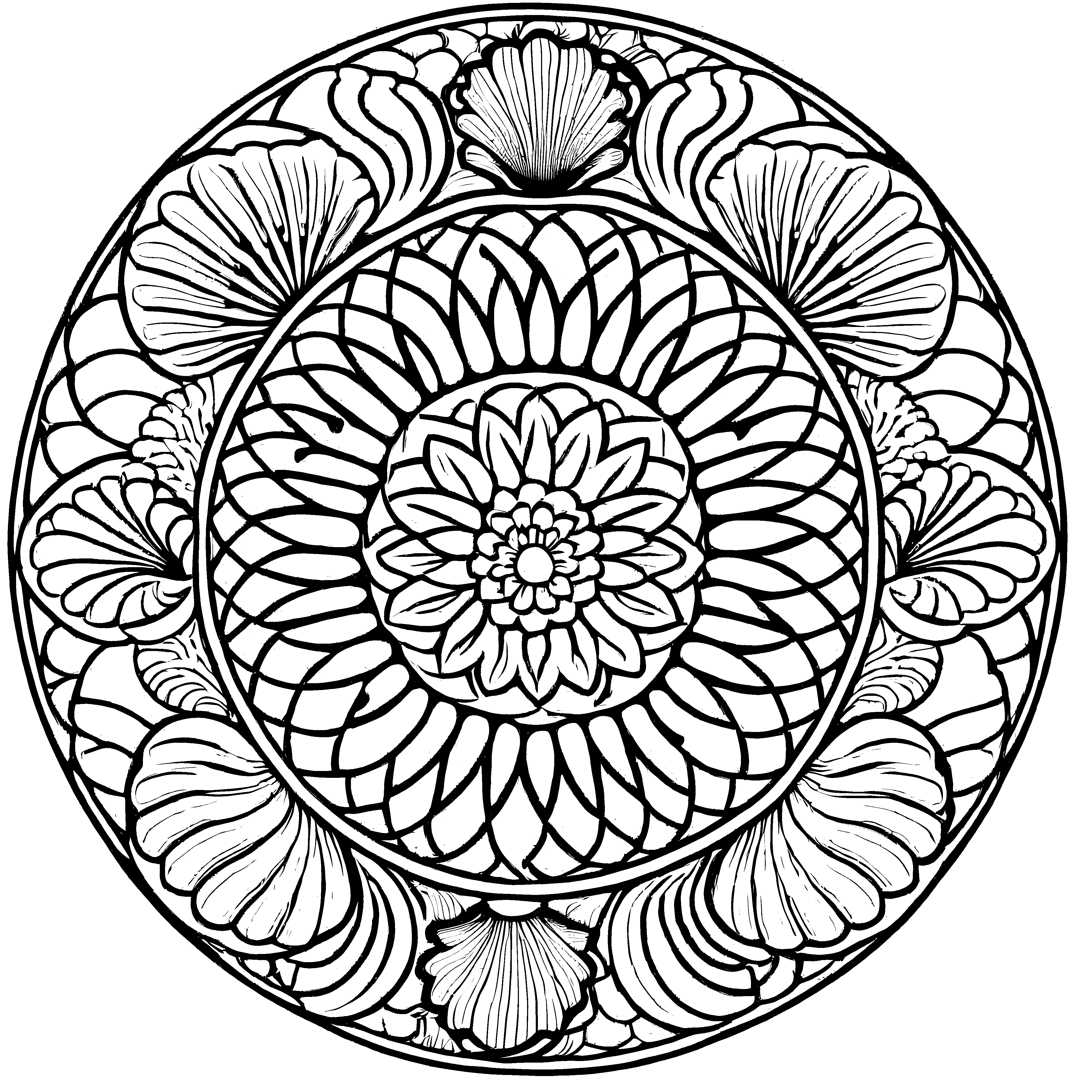 Schillerndes Mandala Mix mit feinen geometrischen Mustern Malvorlage für neugierige Farbzauberer auf fantasievollen Entdeckungsreisen