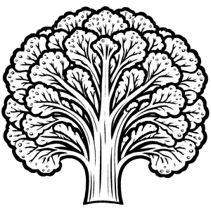Wachsender Brokkoli-Baum mit prächtigen Blättern Ausmalvorlage für kleine Naturfreunde