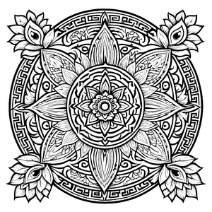 Kreatives Mandala Mix mit strahlenden Sternenmotiven Ausmalbild für abenteuerlustige Künstler auf spannenden Farbexpeditionen