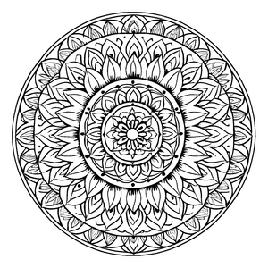 Elegantes Mandala Mix mit kunstvollen Blütenmustern Malvorlage für kreative Träumer auf fantasievollen Entdeckungsreisen