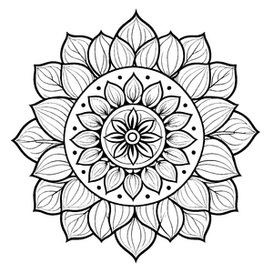 Fesselndes Mandala Mix mit eleganten Blütenmustern Ausmalvorlage für neugierige Künstler auf magischen Farbreisen