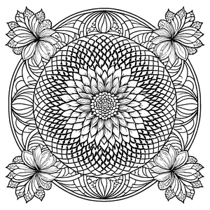 Verwirrendes Mandala Mix mit fantasievollen Wirbeln Ausmalbild für mutige Farbkünstler auf zauberhaften Entdeckungsreisen
