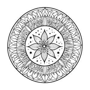 Strahlendes Mandala Mix mit zentralem Stern Ausmalmotiv für kreative Farbzauberer auf bunten Entdeckungsreisen